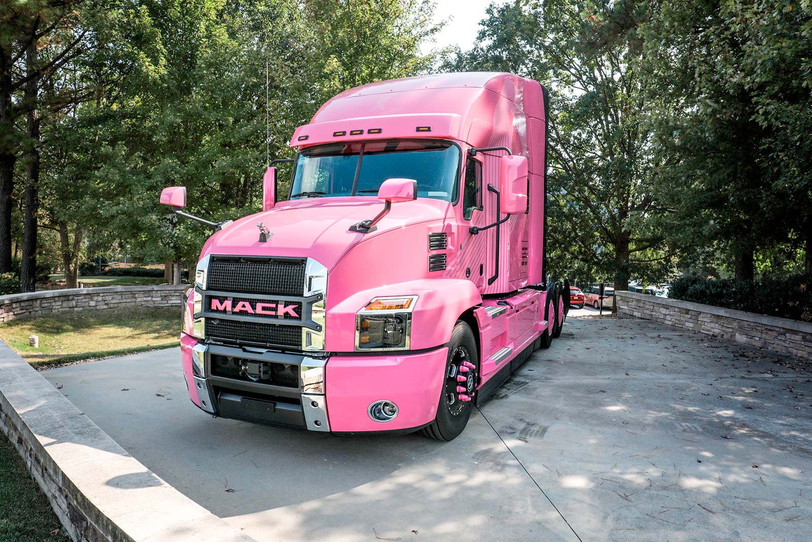 Mack  Displays Pink Mack  Anthem   Model for National Breast 